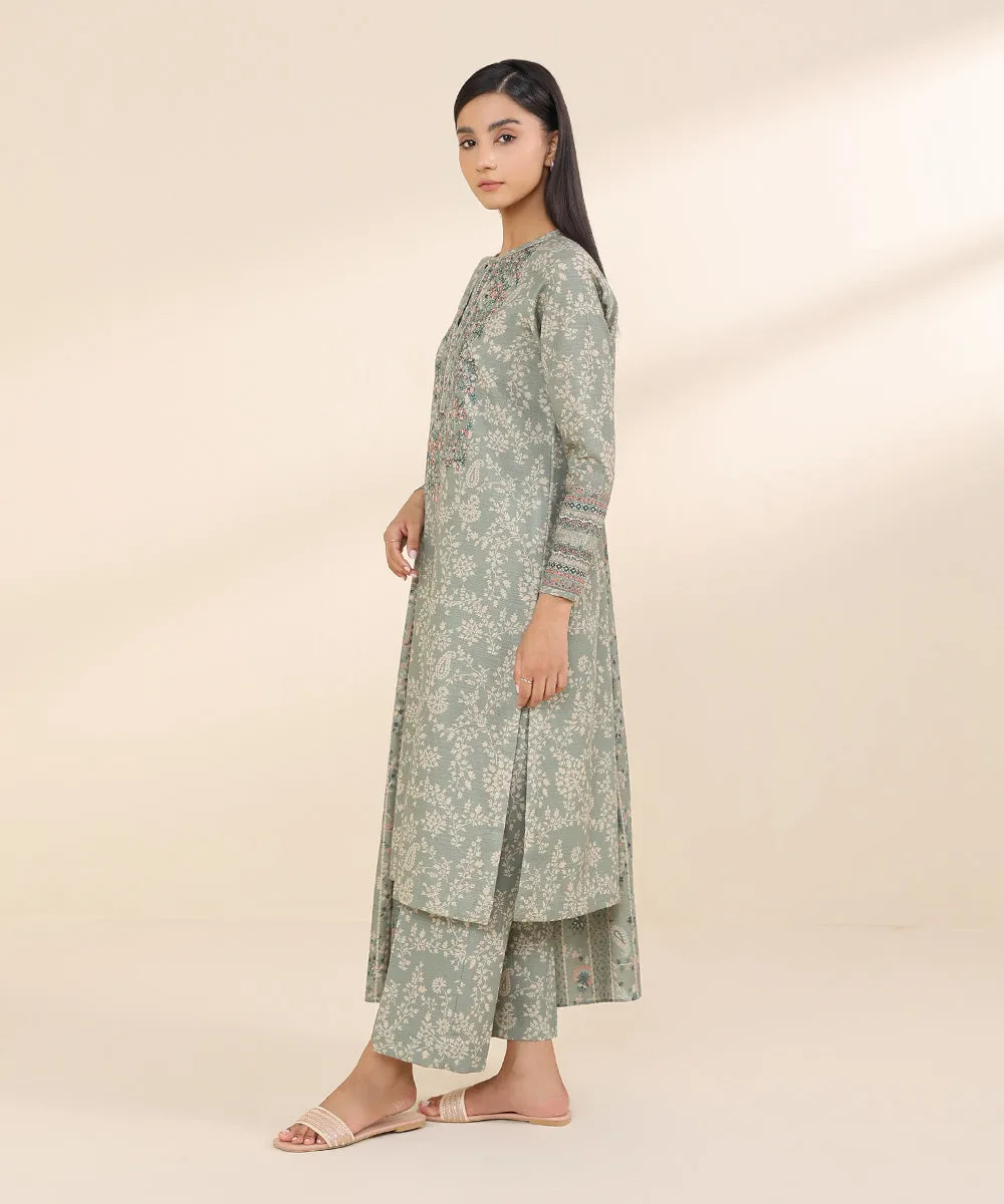 3 Piece - Embroidered Light Khaddar Suit