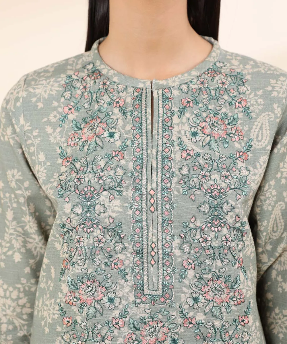 3 Piece - Embroidered Light Khaddar Suit