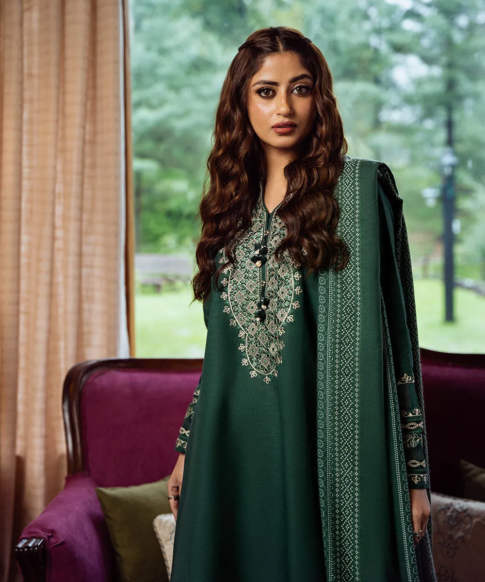 3 Piece - Embroidered Light Khaddar Suit