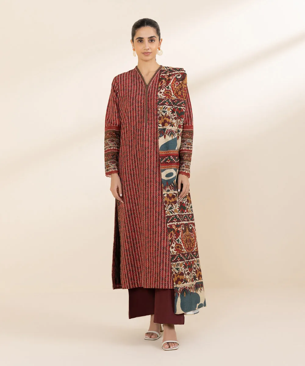 3 Piece - Printed Light Khaddar Suit