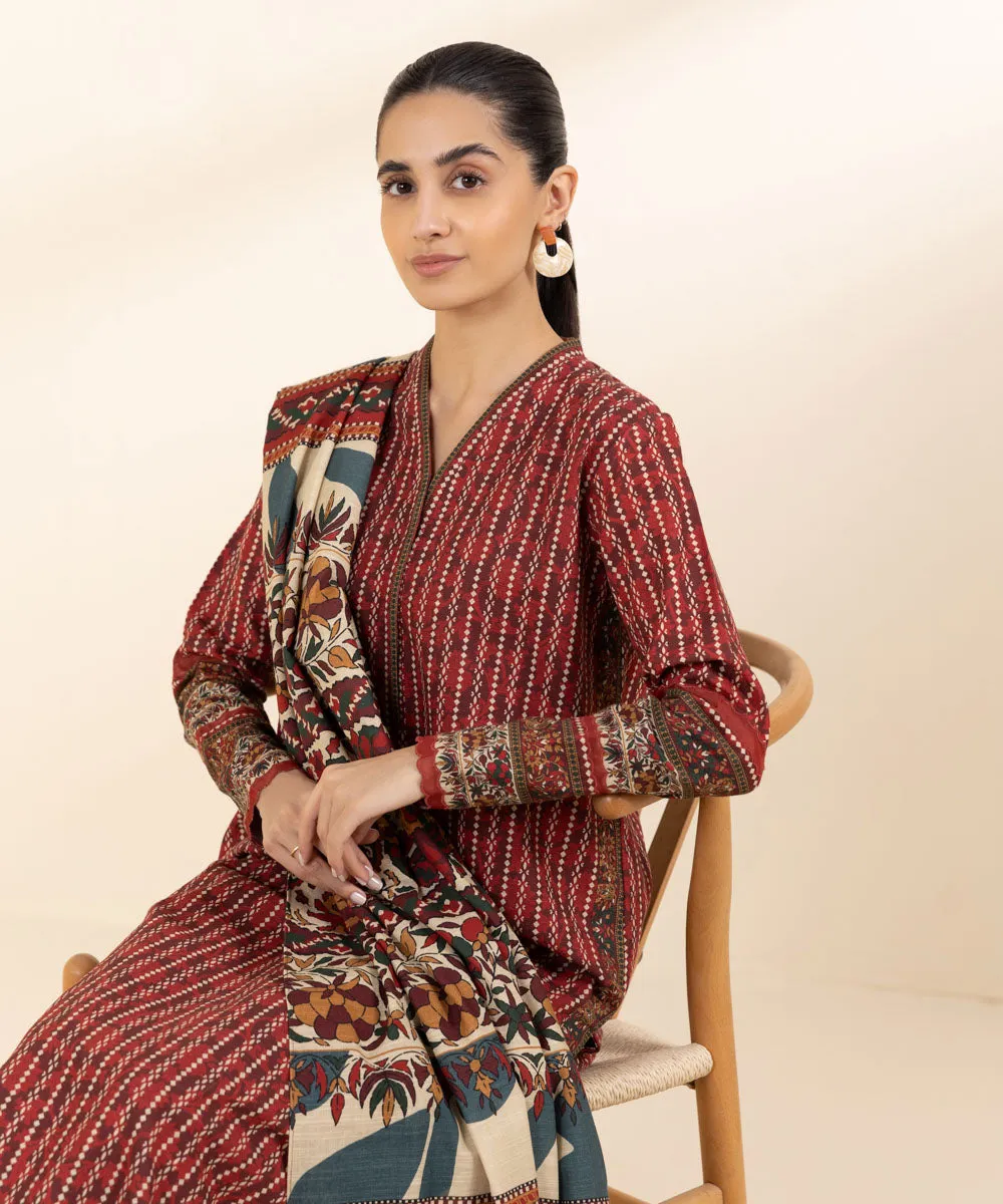 3 Piece - Printed Light Khaddar Suit