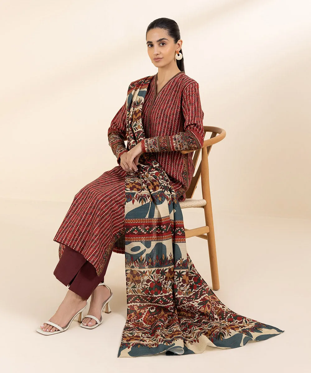 3 Piece - Printed Light Khaddar Suit