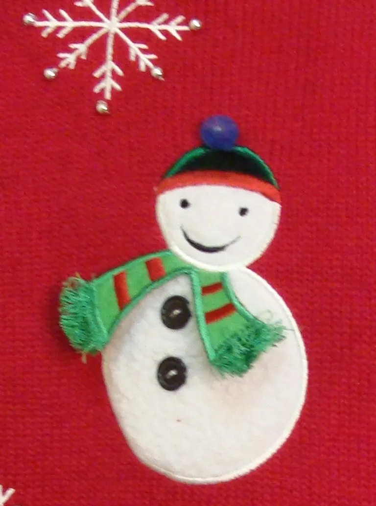 3D Scarfs on Snowmen Ugliest Bad Christmas Sweaters