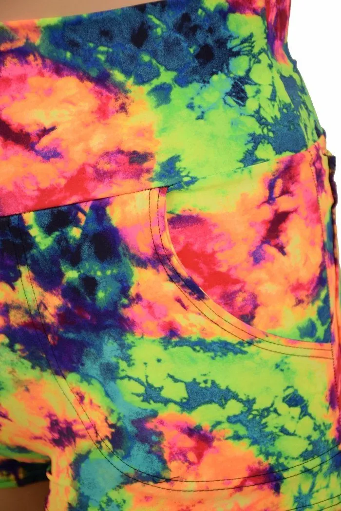 Acid Splash High Waist Shorts with Pockets