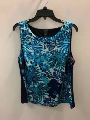 ANN TAYLOR Tops Size L AQUA/RYL BLU Floral SLEEVELESS TOP