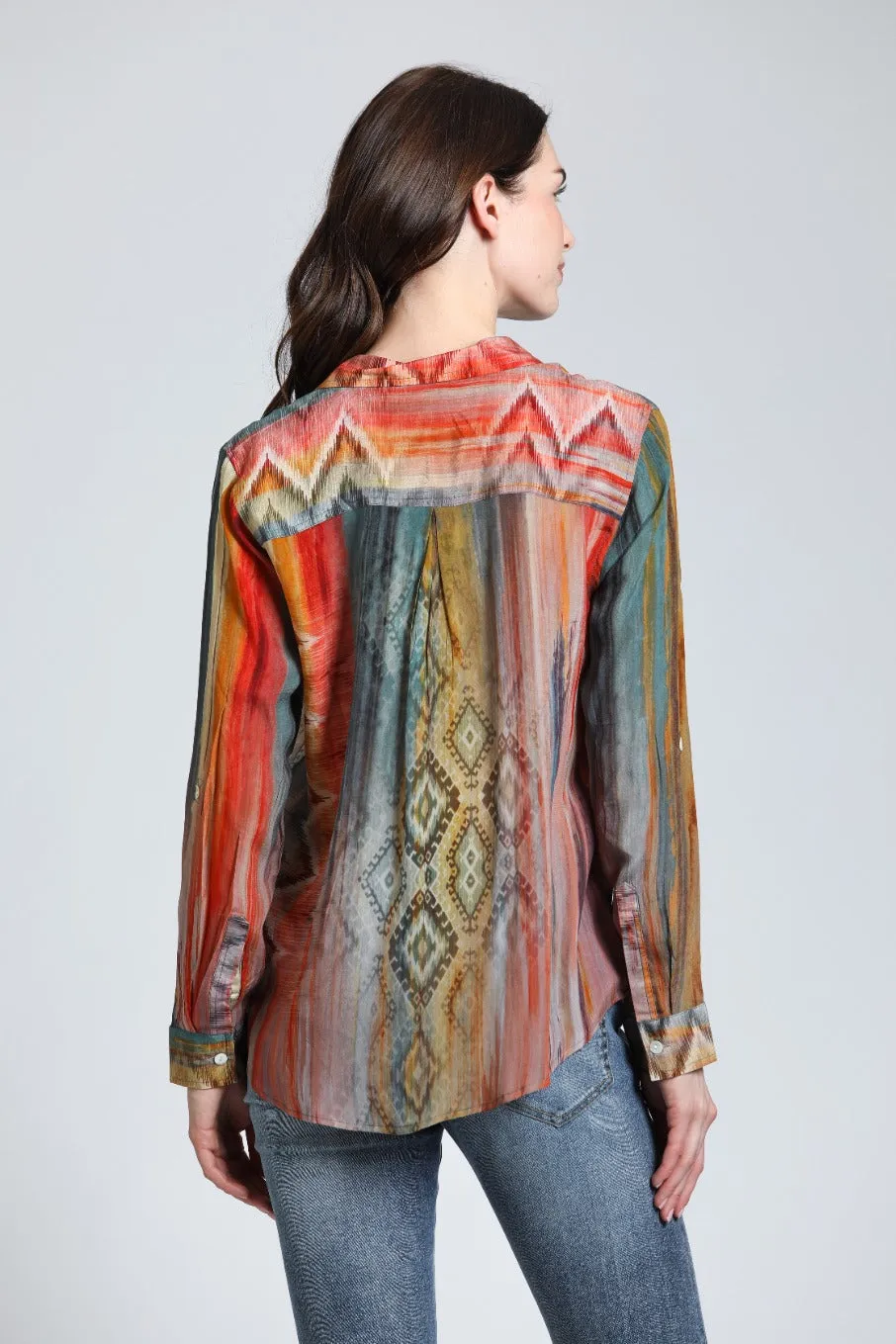 AP NY BUTTON-UP ROLL-UP SLEEVE TOP - MULTI - B52PB682DNC