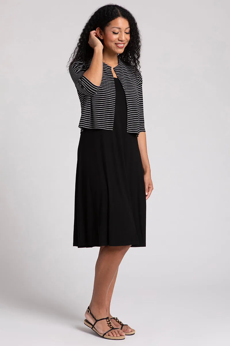 Bamboo Classic Bolero Cardigan | Blk/Wht Pinstripe