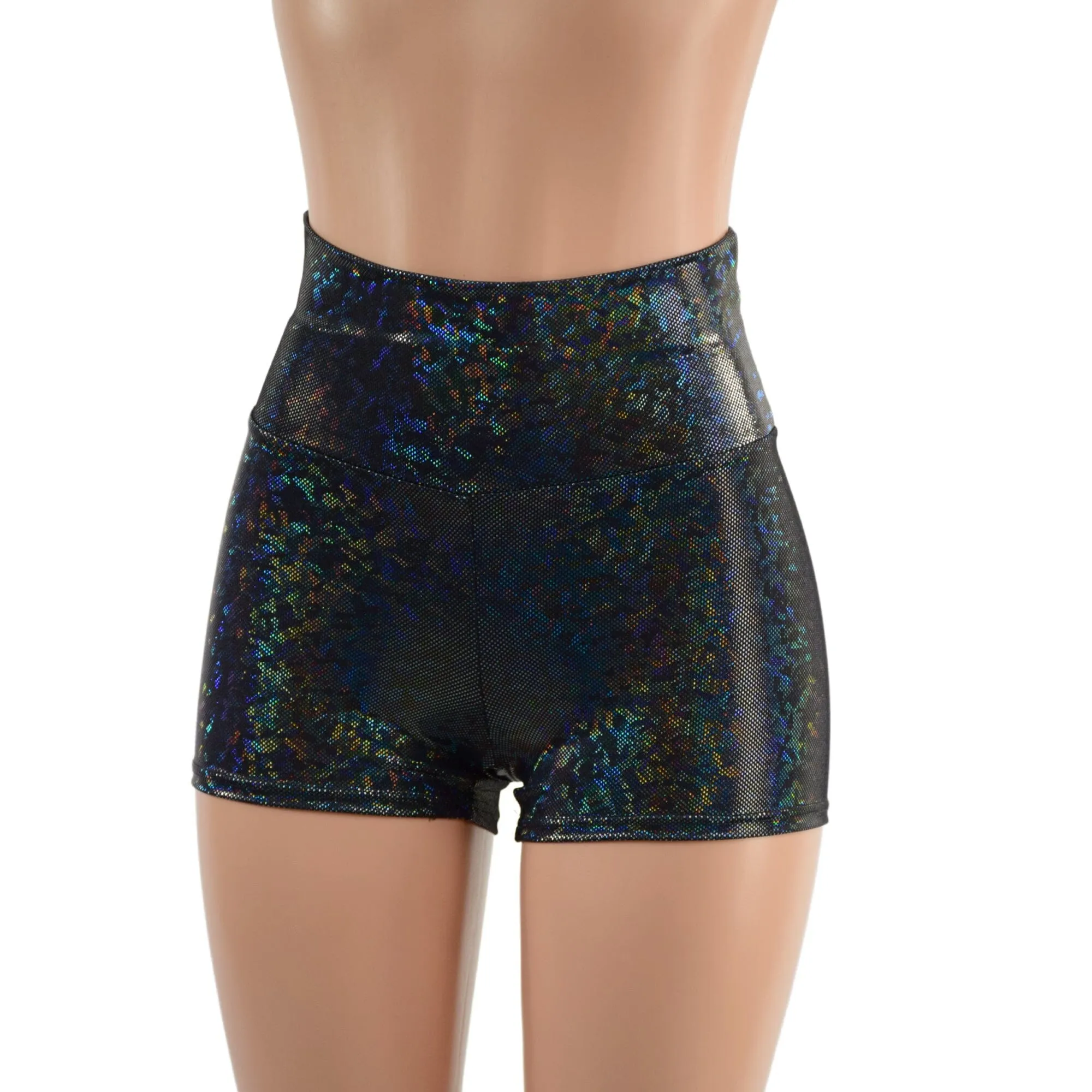 Black Kaleidoscope High Waist Shorts