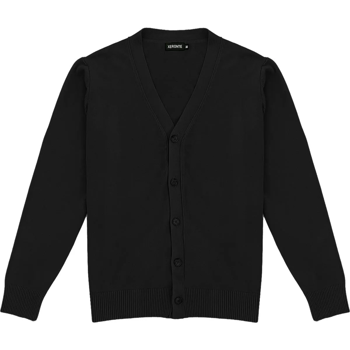 Black Mens V-Neck Button Down Cardigan Sweater