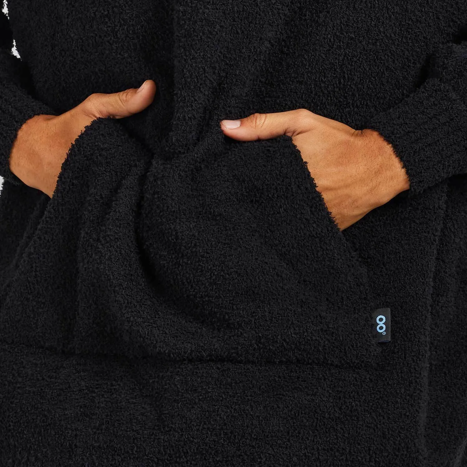 Black Oversized Boucle Knit Hoodie