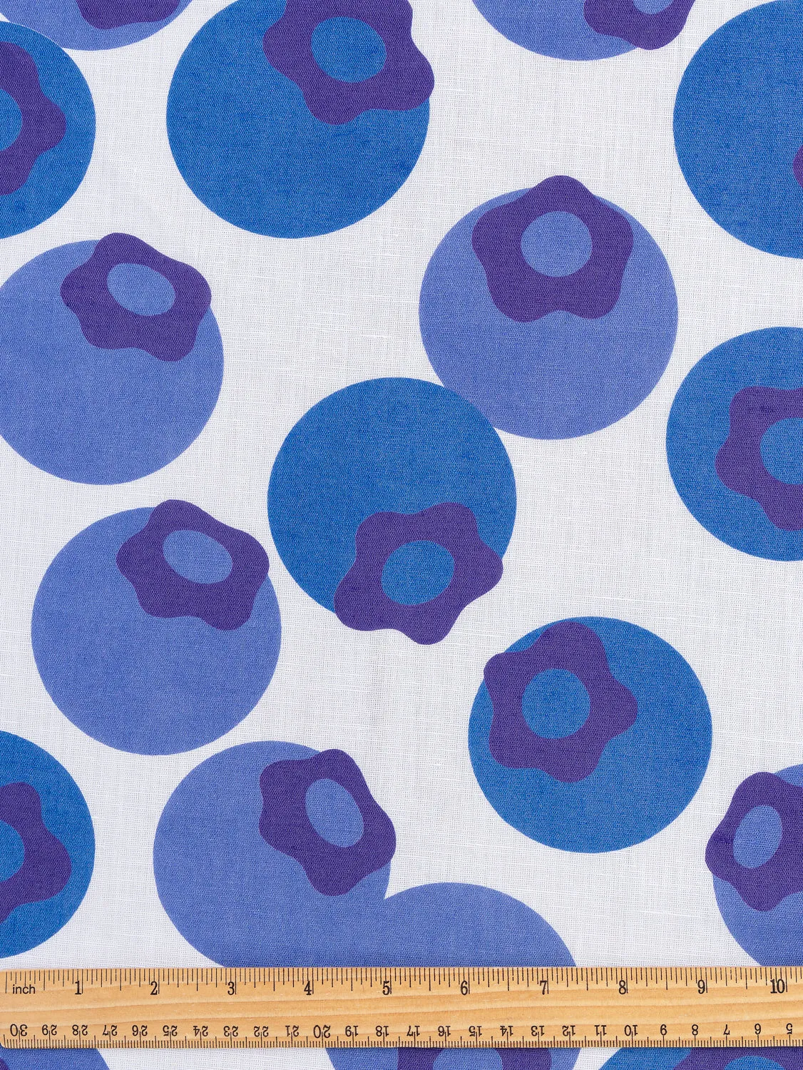 Blueberry Blowup Print Organic Cotton Linen Blend - White   Blue Violet - Swatch