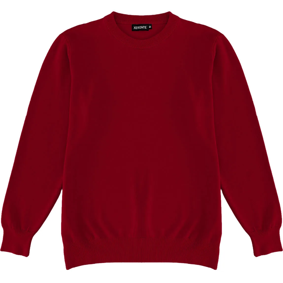 Burgundy Red Mens Knit Classic Crew Neck Sweater