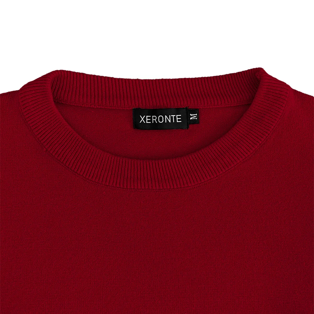 Burgundy Red Mens Knit Classic Crew Neck Sweater