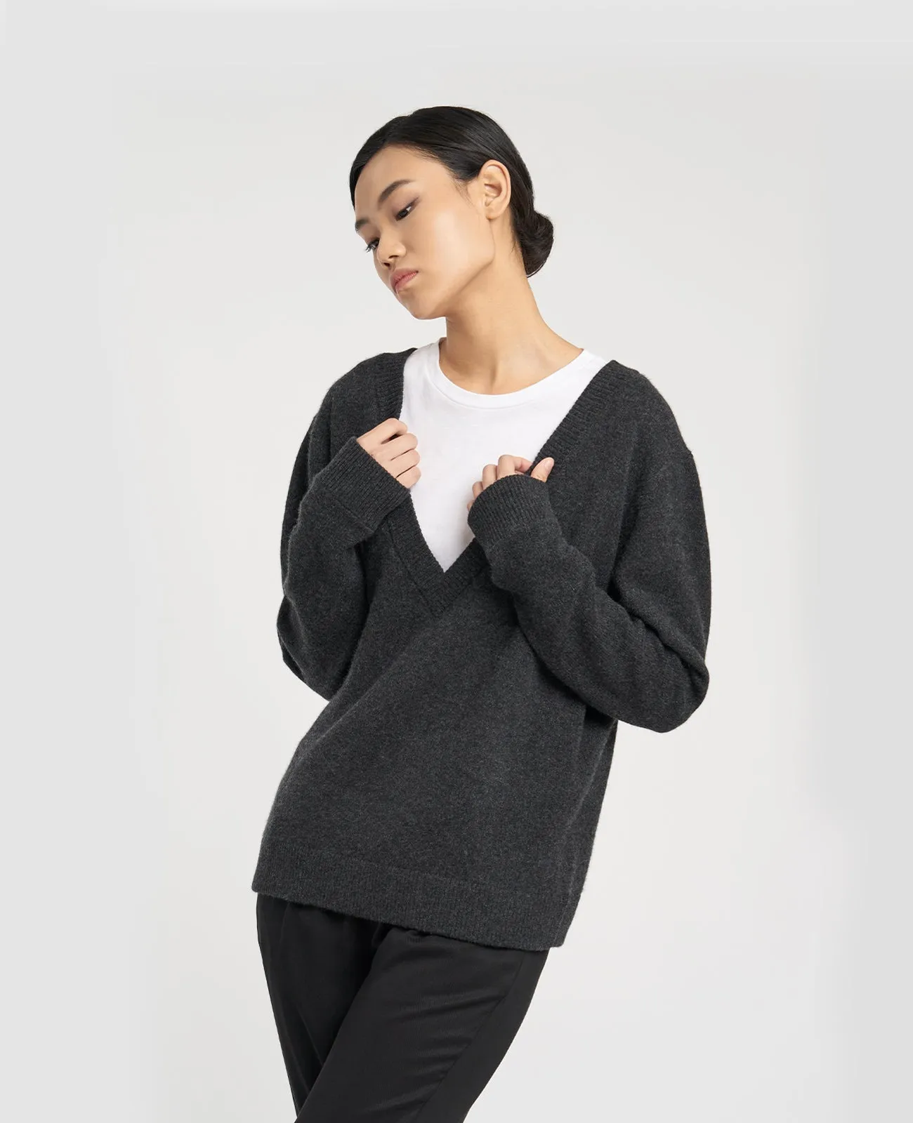 Cashmere Double V-Neck Sweater