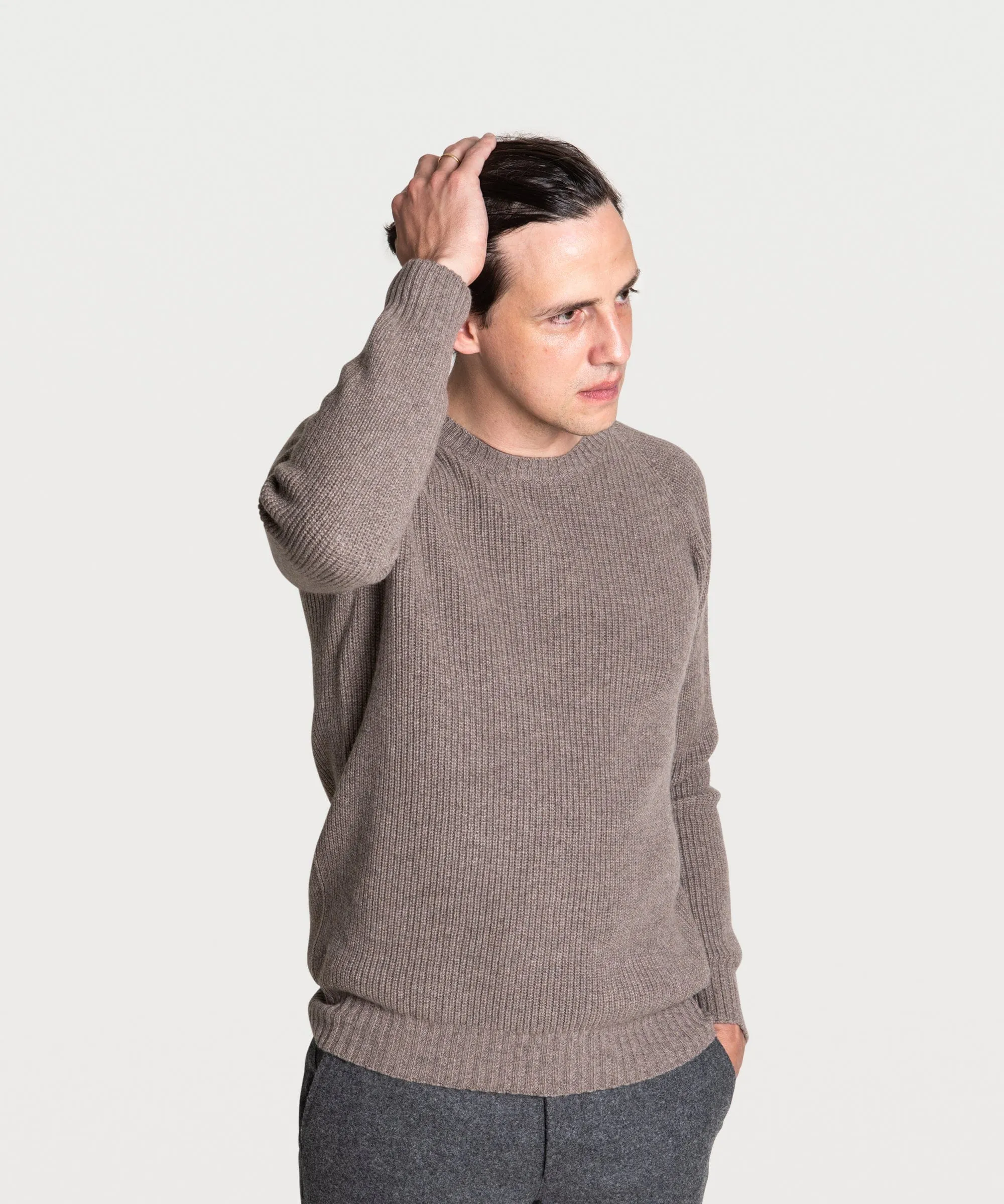 Cashmere Heavy Ribbed Roundneck Sweater