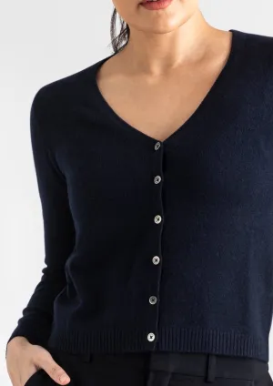 Cashmere Rhian V-neck Cardigan in Ink