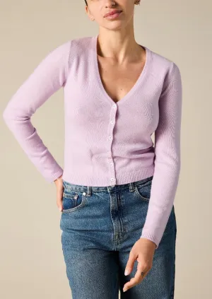 Cashmere Rhian V-neck Cardigan in Lilac