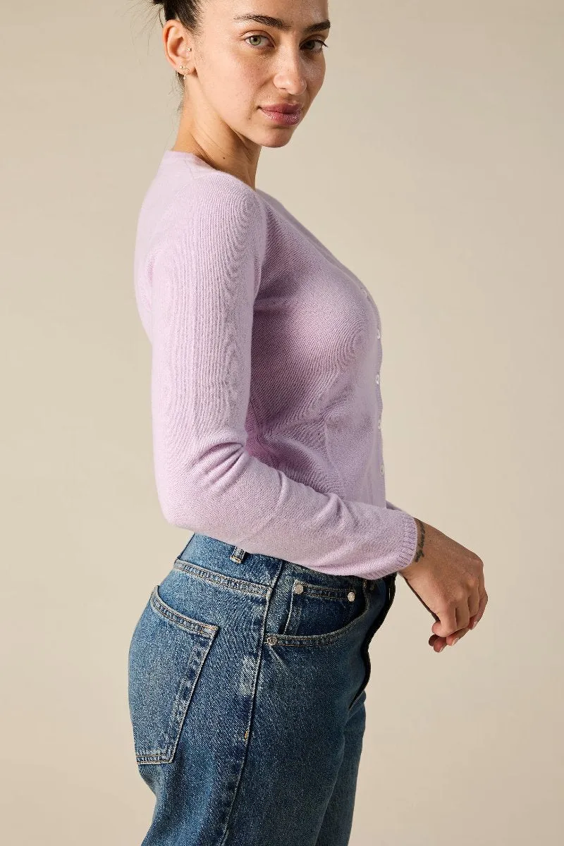 Cashmere Rhian V-neck Cardigan in Lilac