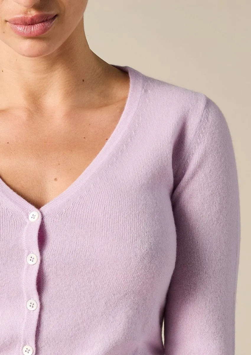 Cashmere Rhian V-neck Cardigan in Lilac