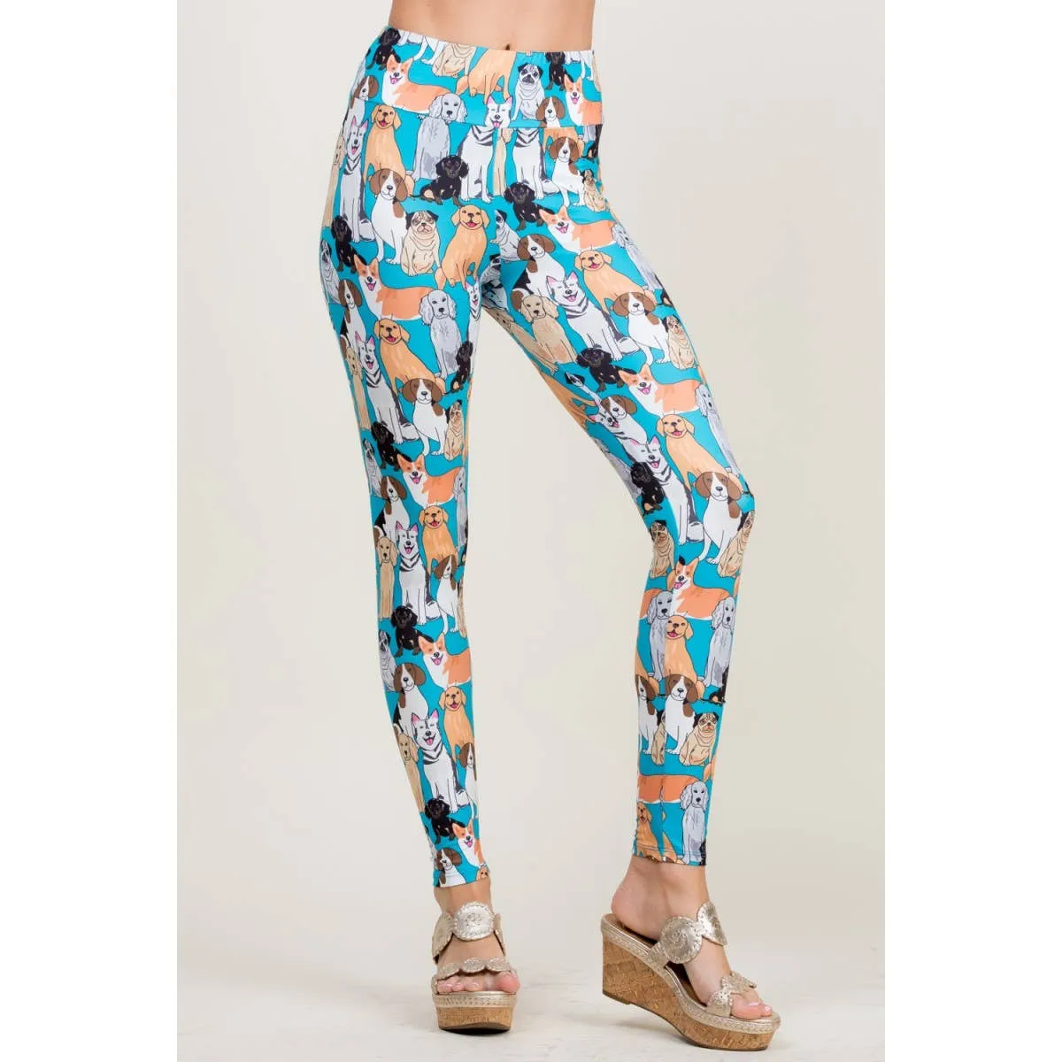 Colorful Dog Print Leggings