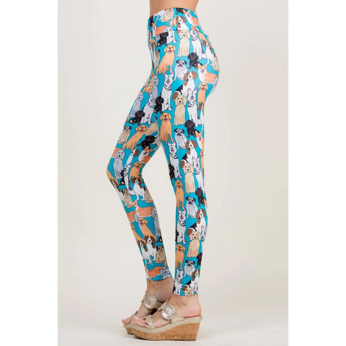 Colorful Dog Print Leggings