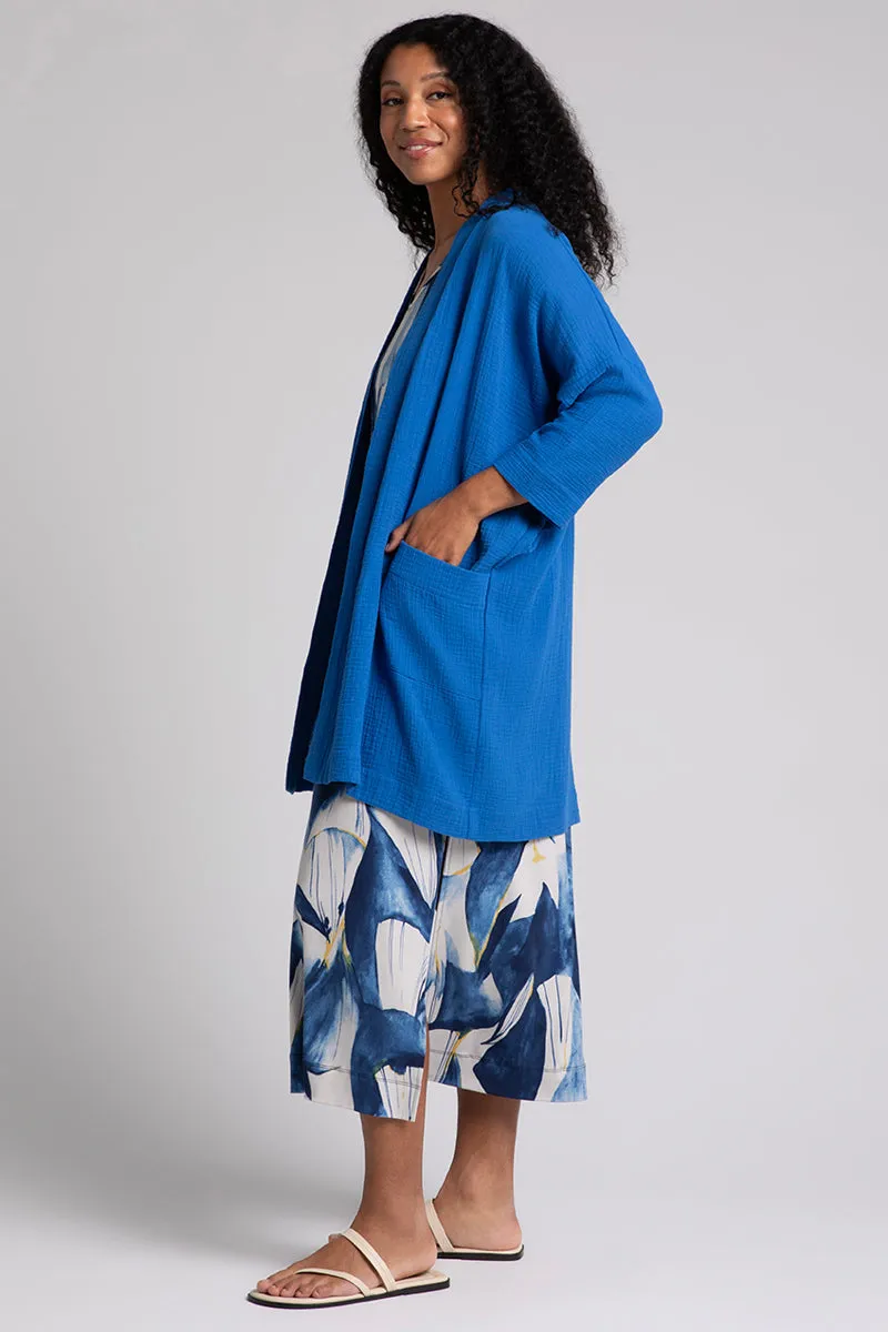 Cotton Gauze Long Cardigan | Marine