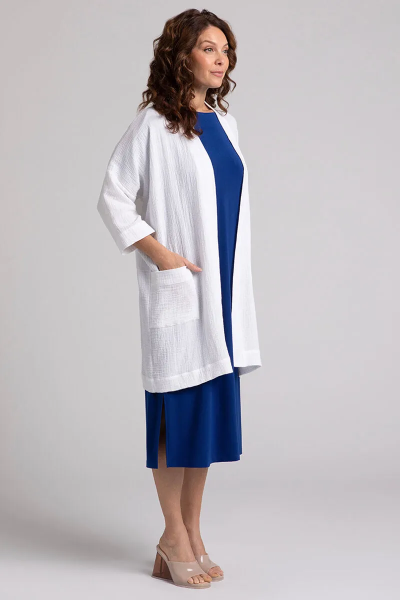 Cotton Gauze Long Cardigan | White