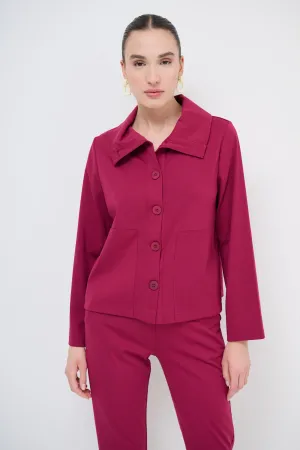 Cropped button-up jacket with wide collar wholesale