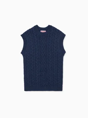 Dark Blue Alvaro Merino Boy Sleeveless Jumper