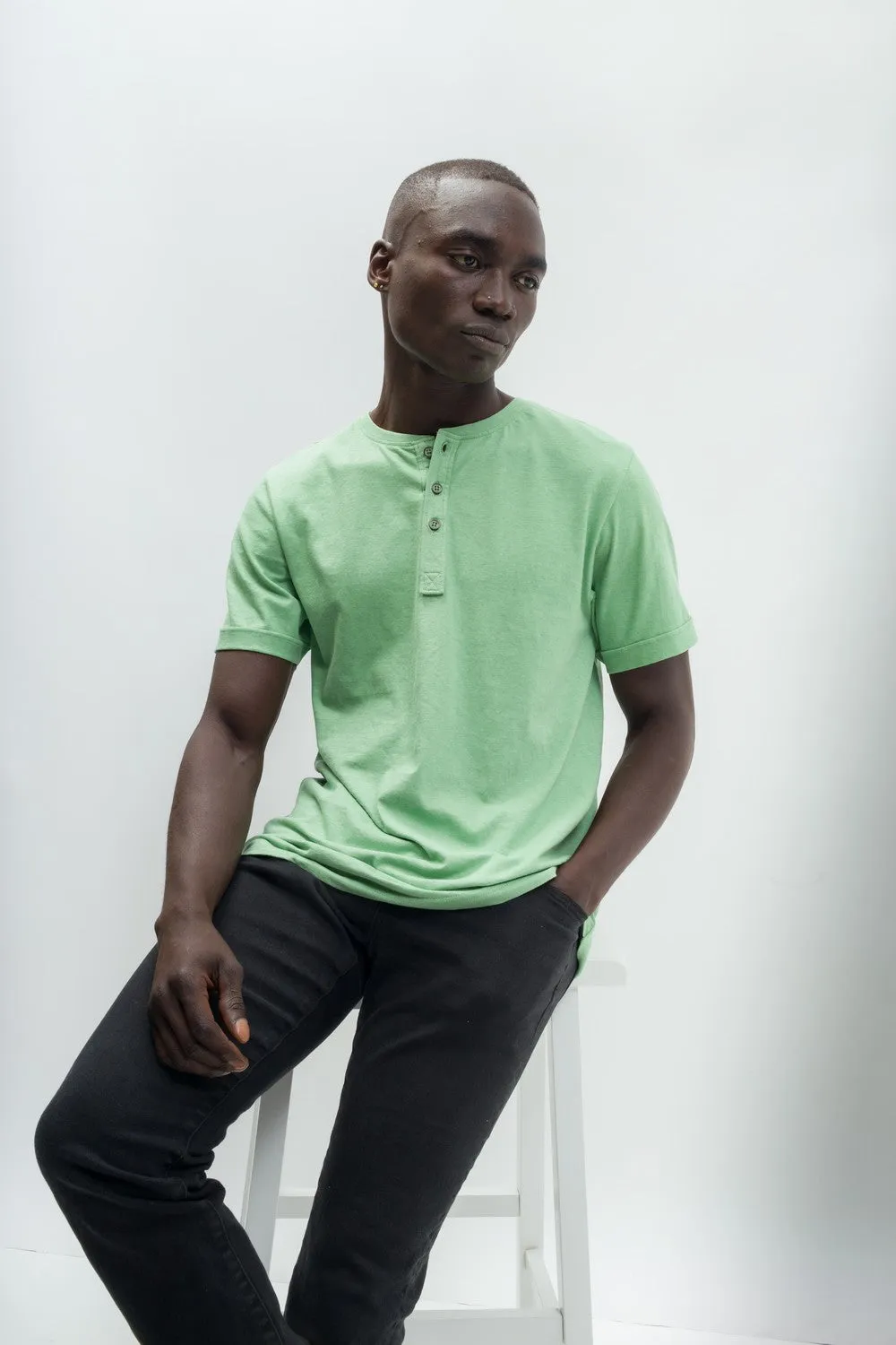 Departure | Men's Anti-Stain Linen Cotton Blend Henley Top