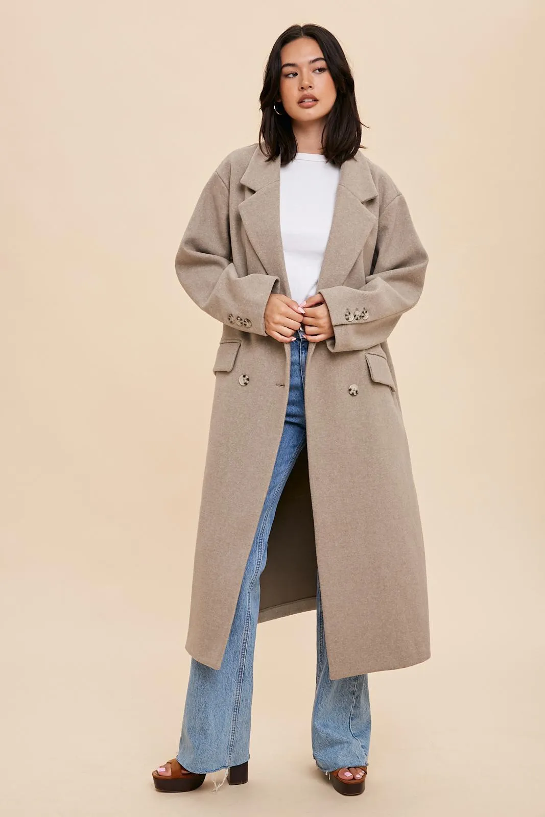 Double Breasted Lapel Duster Coat