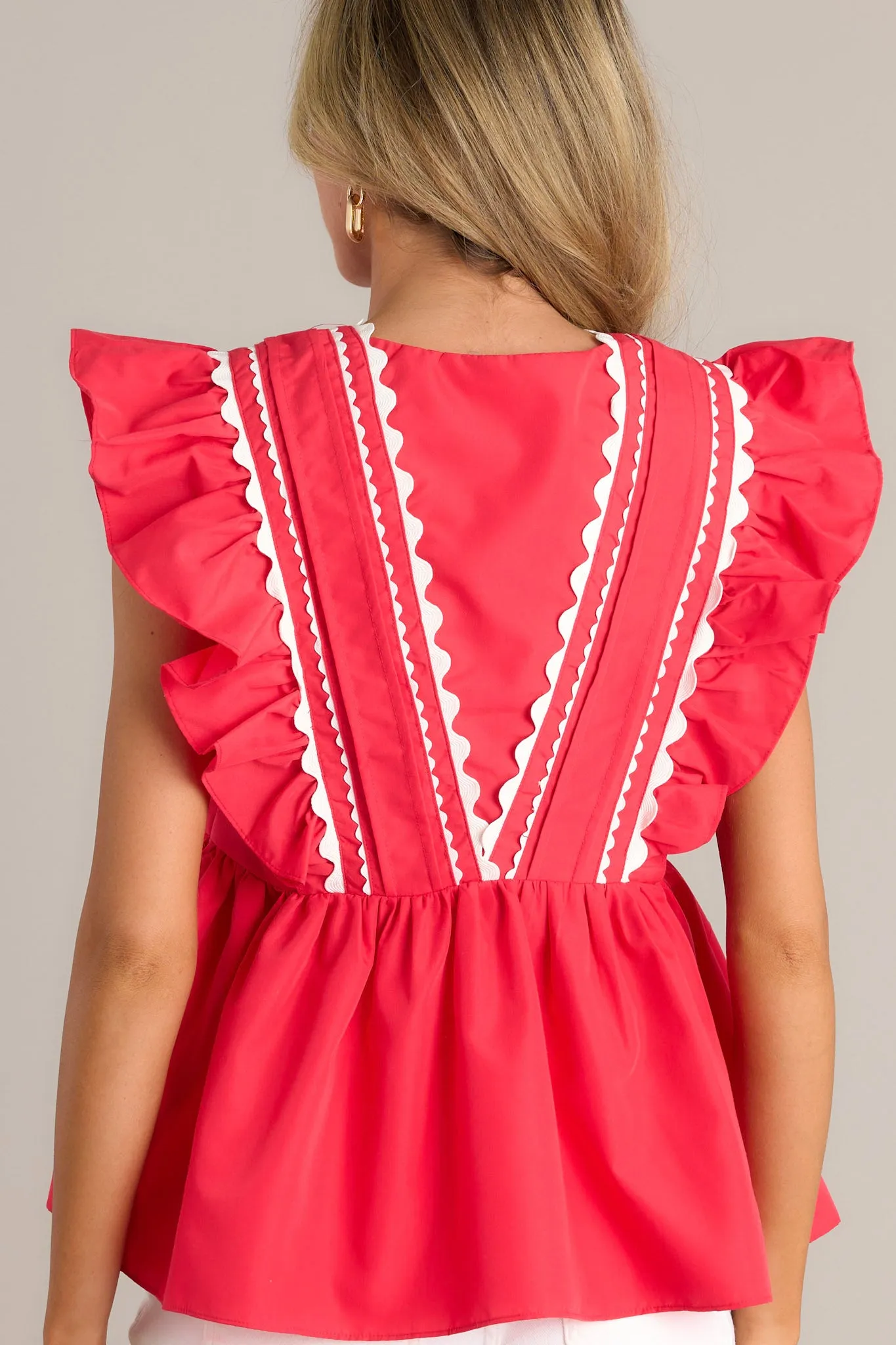 Elegant Affair Red Flutter Sleeve Babydoll Top