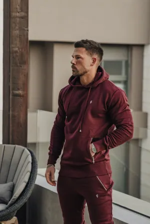 Father Sons Burgundy / Silver Overhead Hoodie Top with Zipped Pockets - FSH797