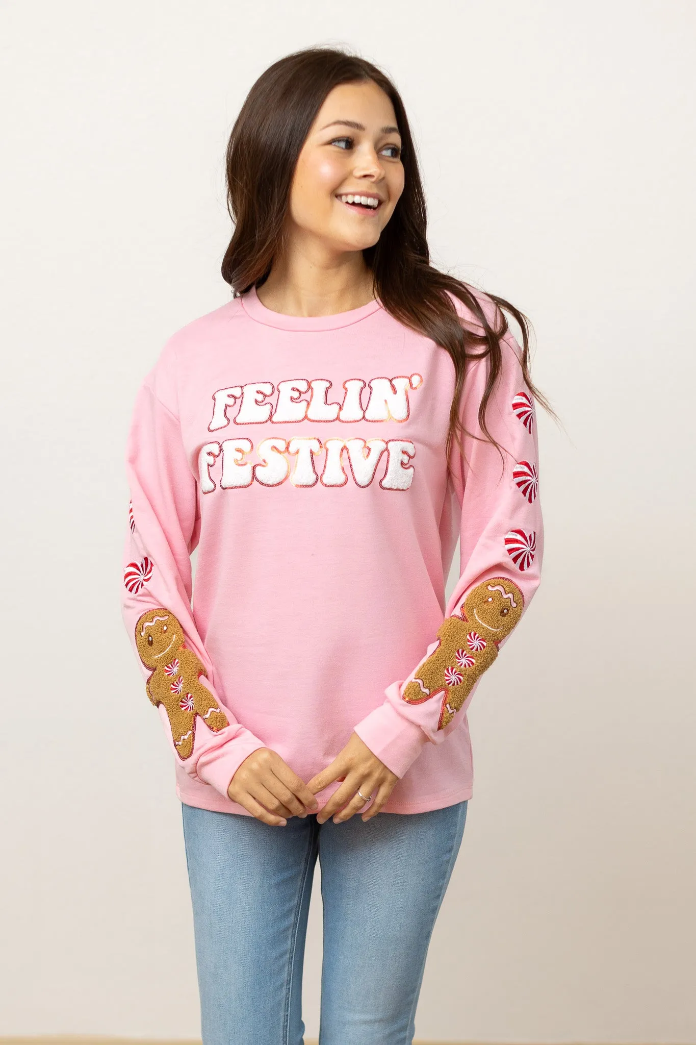 Feelin' Festive Pink Sweatshirt