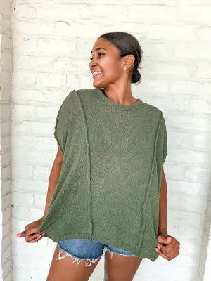 Flirty Tropics Top Olive