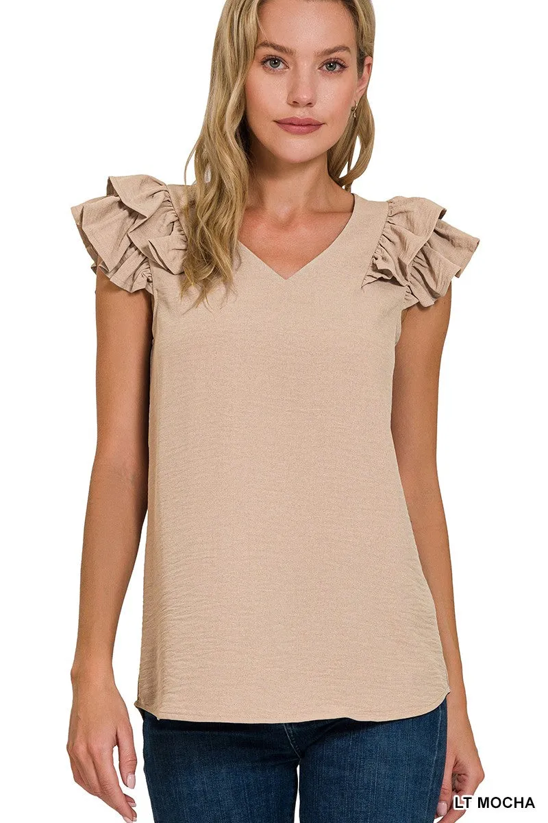 FlutterBreeze Tiered Ruffle Sleeve Top