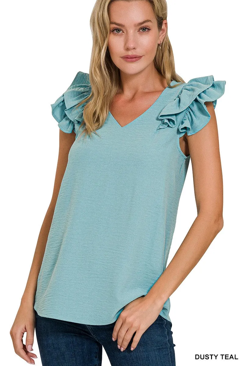 FlutterBreeze Tiered Ruffle Sleeve Top