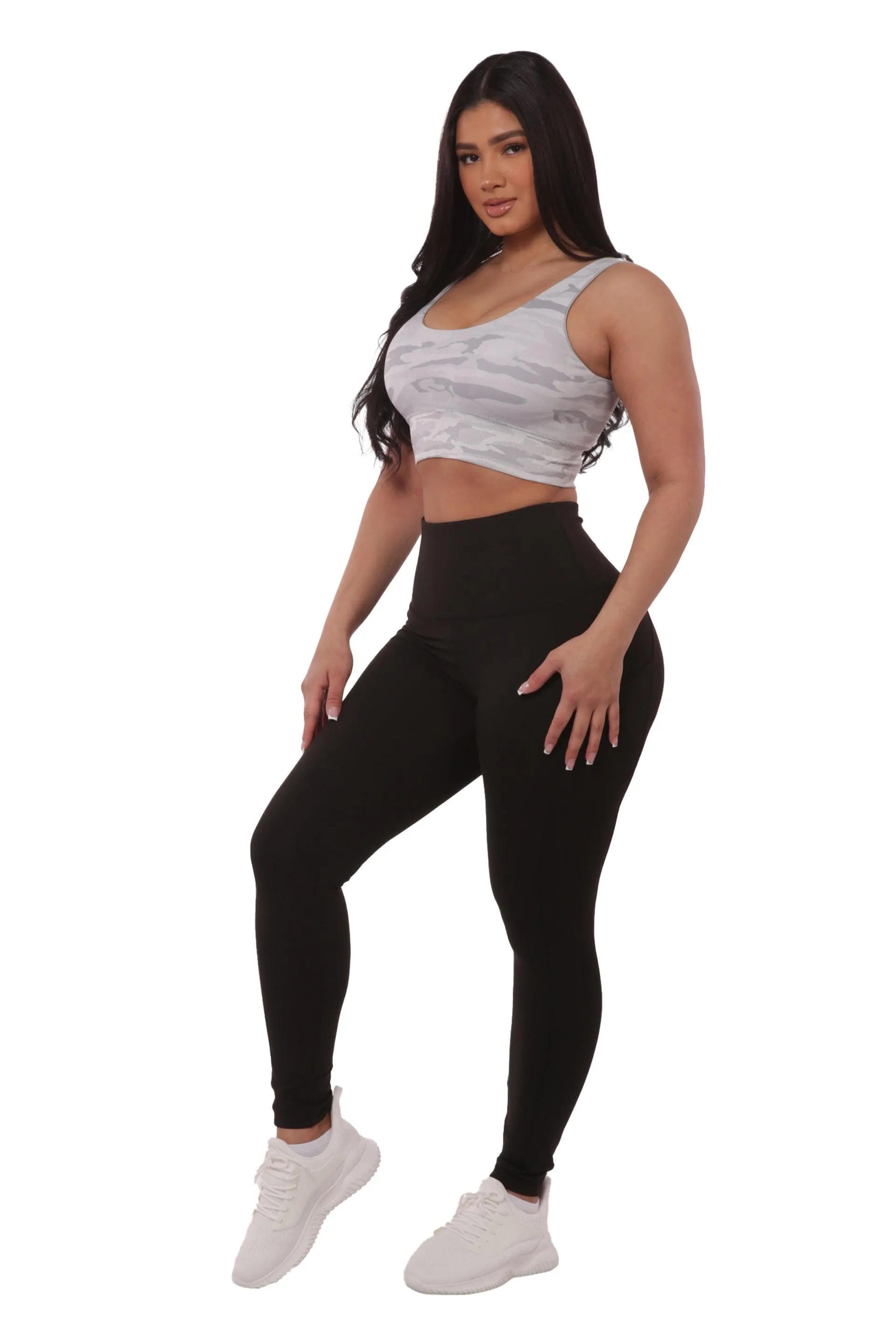 High Waist Tummy Control Sports Leggings - Black