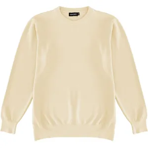 Ivory Cream Mens Knit Classic Crew Neck Sweater