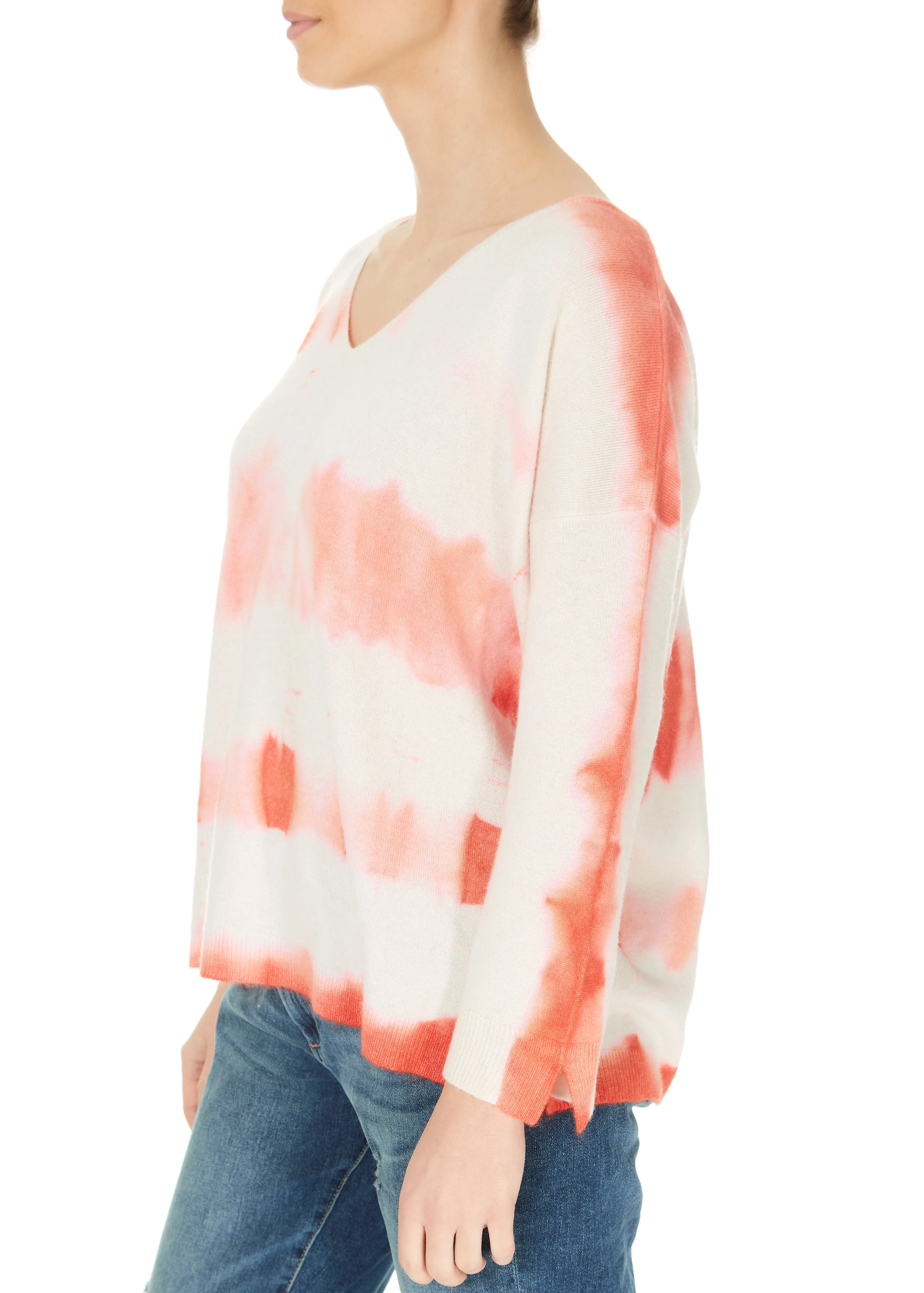 Jessimara Knitwear Papaya Tie Dye Cashmere V-Neck