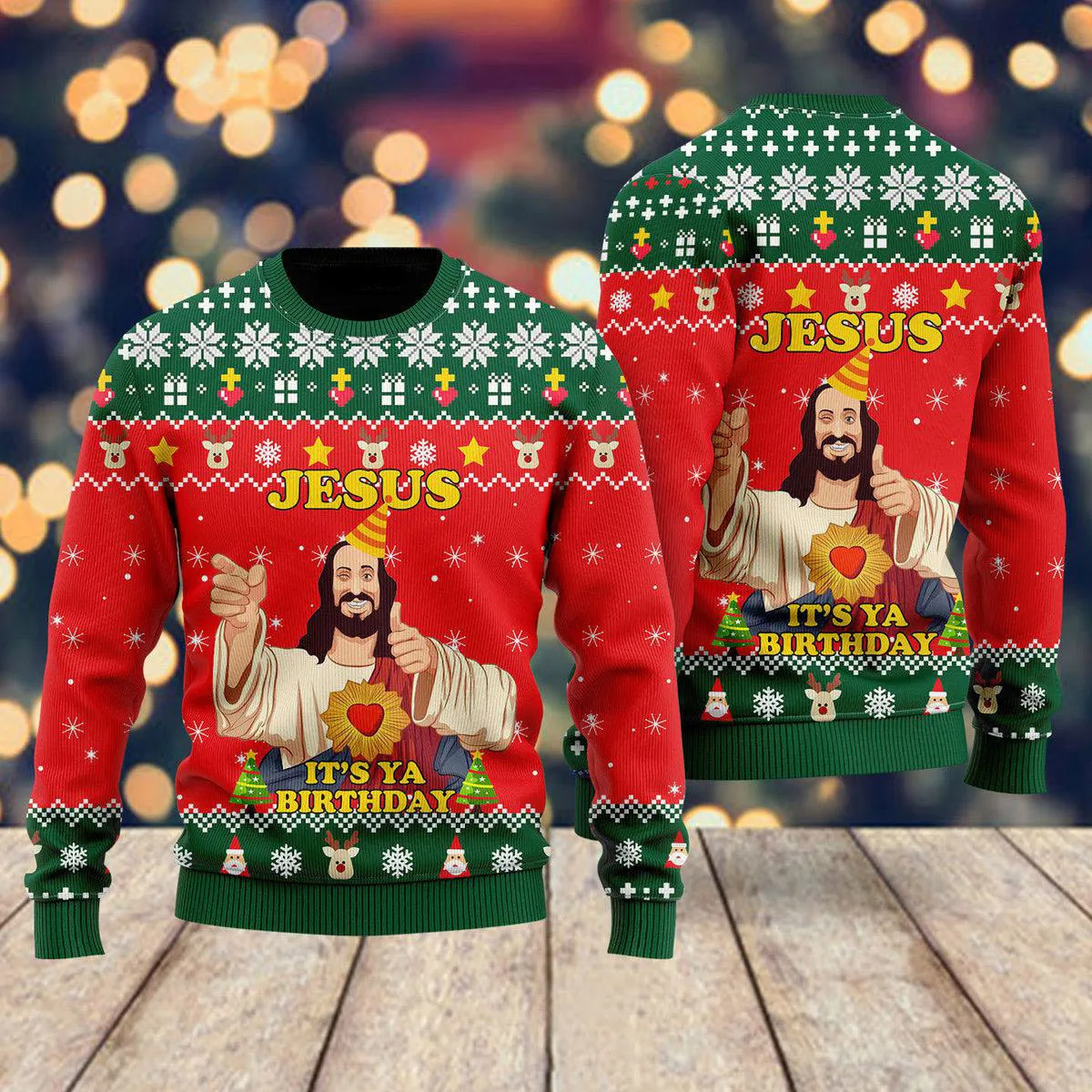 Jesus It's Ya Birthday Ugly Christmas Sweater For Men & Women - Jesus Christ Sweater - Christian Shirts Gifts Idea