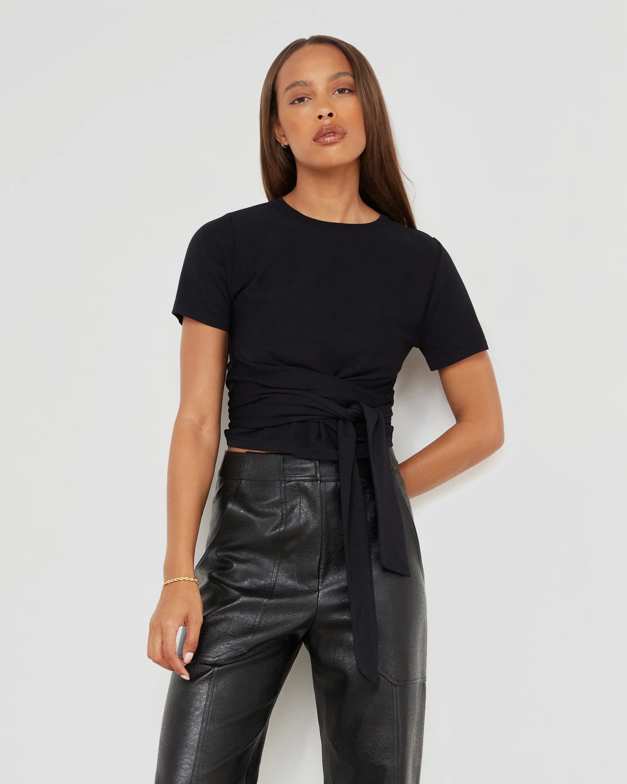 Jude Cropped Tie-Front Top