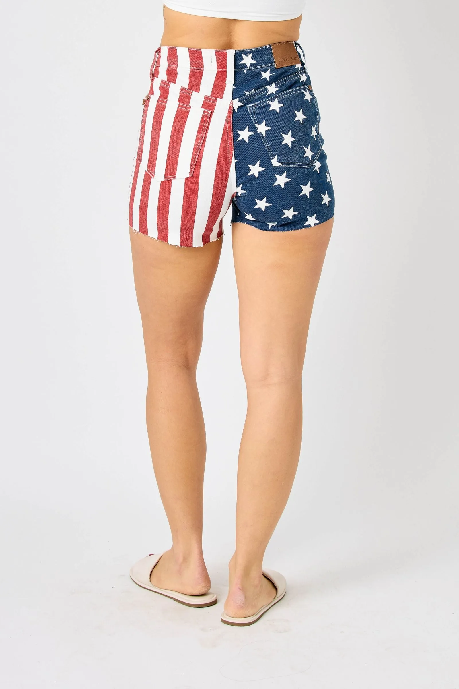 Judy Blue HIGH WAIST AMERICANA FLAG FRAY HEM SHORTS