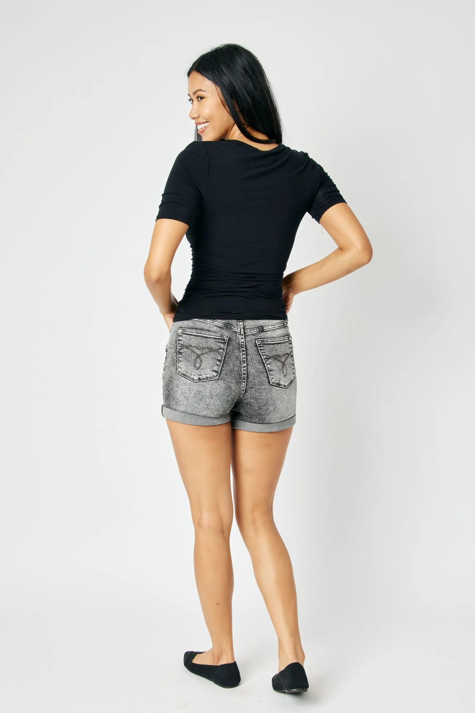 Judy Blue High Waist Button Fly Cuffed Shorts