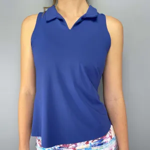 Juliette Sleeveless Collar Top (royal blue)