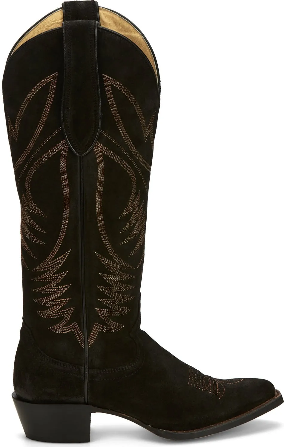 Justin 15in Womens Black Suede Clara Leather Cowboy Boots