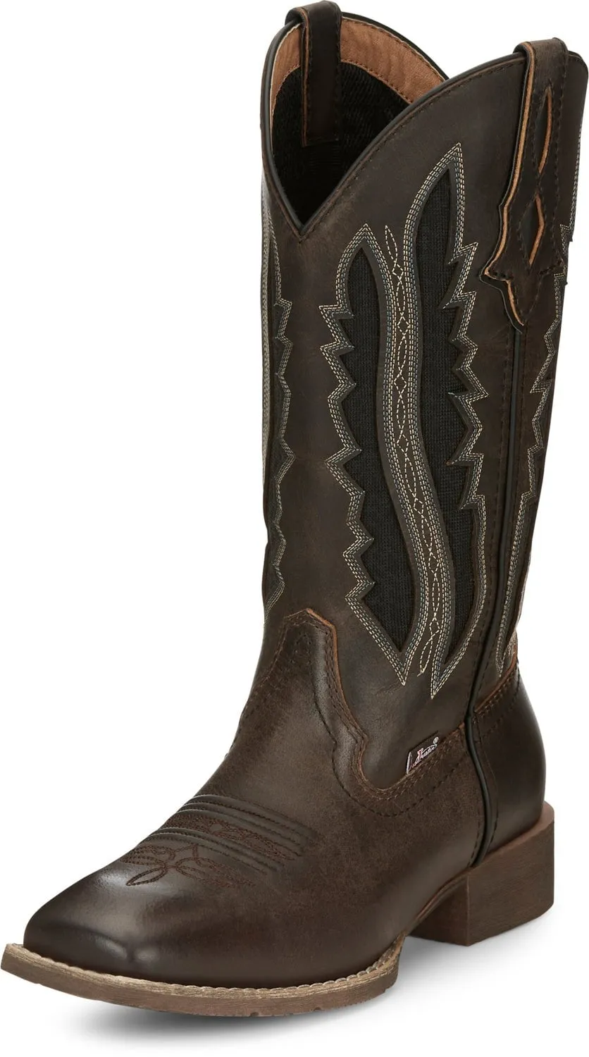 Justin Water Buffalo Womens Dark Walnut Jaycie Leather Cowboy Boots