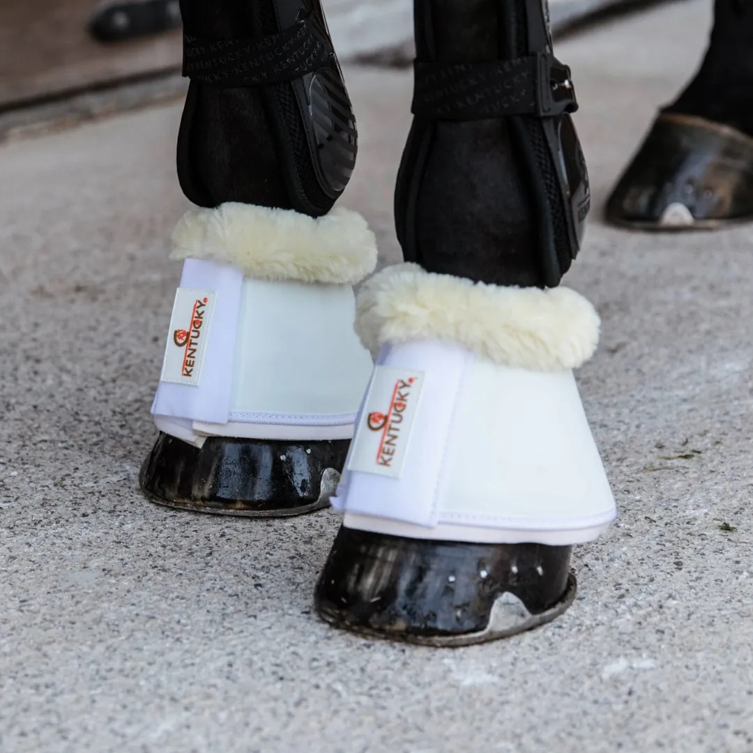 Kentucky Horsewear Sheepskin Leather Overreach Boots - White