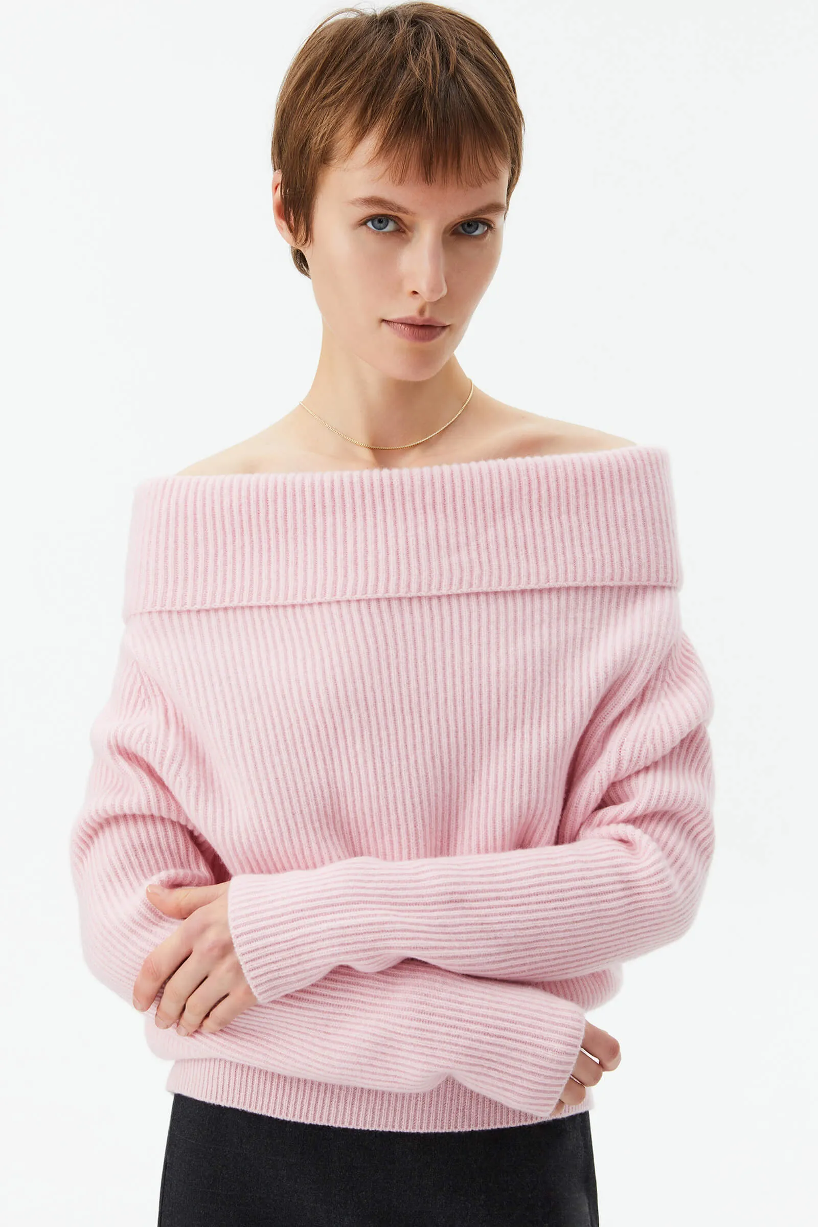 LILY Full Wool One-Shoulder Sweater