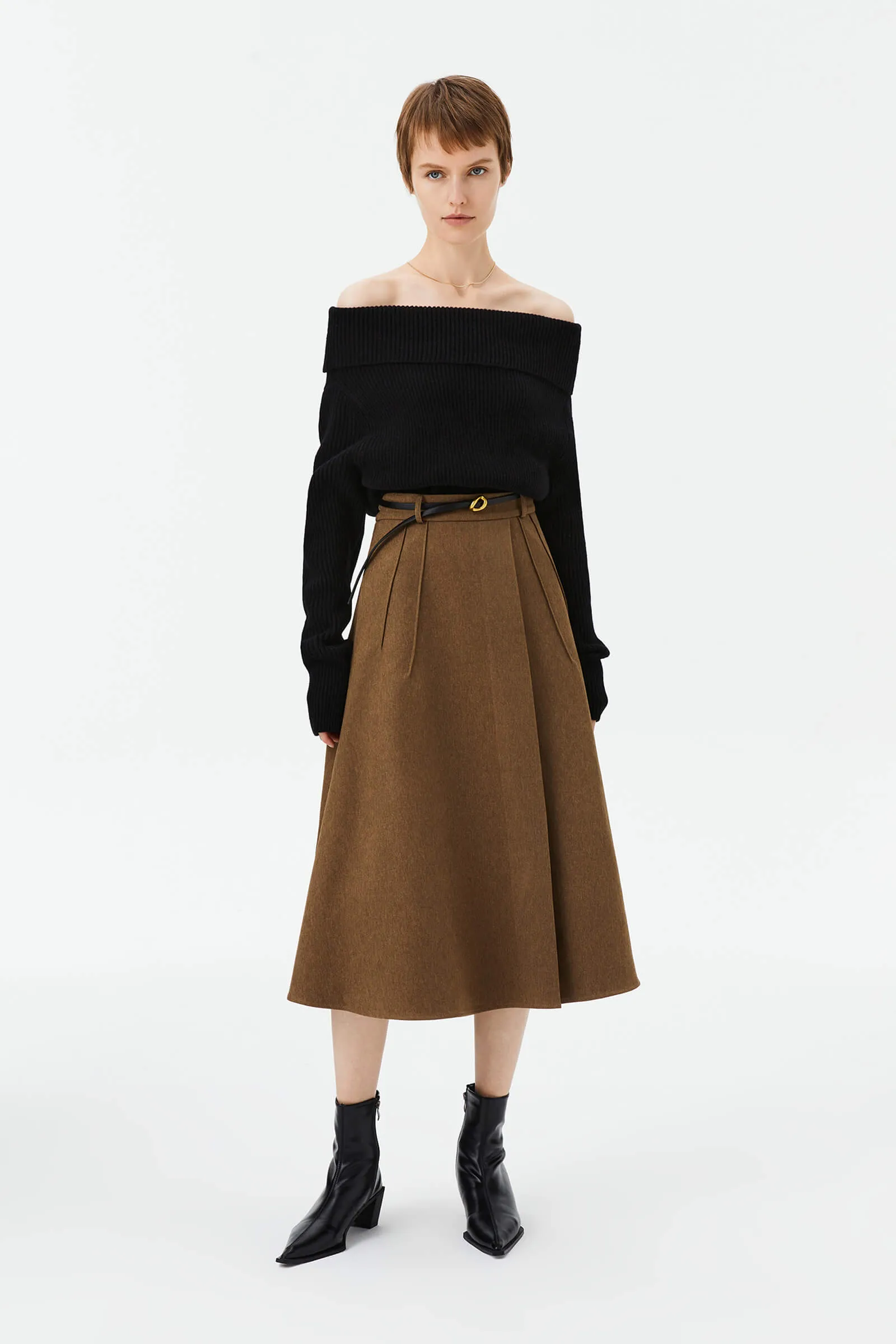 LILY Full Wool One-Shoulder Sweater